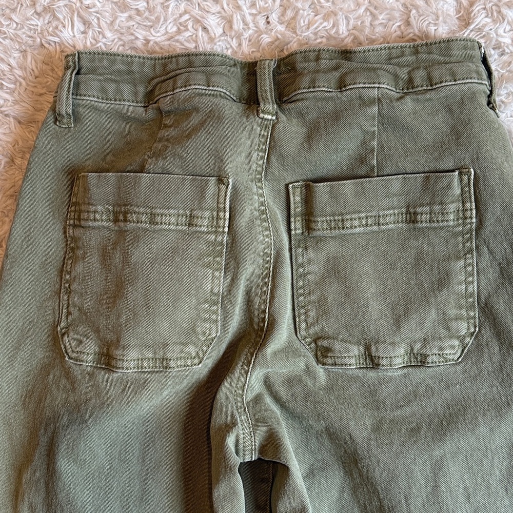 Kut from the Kloth Olive Green High-Rise Wide Leg Jeans - Picture 6 of 7
